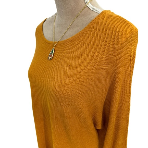 MICHAEL KORS Tunic Sweater Womens Sz L Autumn Yellow Long Sleeve Pullover Top - Picture 6 of 10